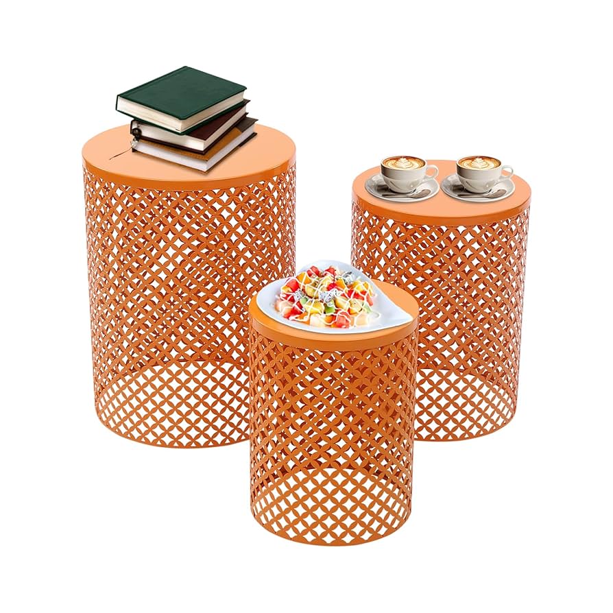 Amazon.com: 3PCS Orange Outdoor Side Table, Iron Outdoor
